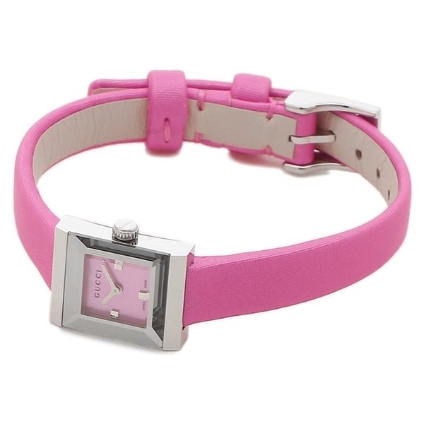 Gucci G-Frame Square Fuchsia Mother of Pearl Dial Fuchsia Leather Strap Watch For Women - YA128533