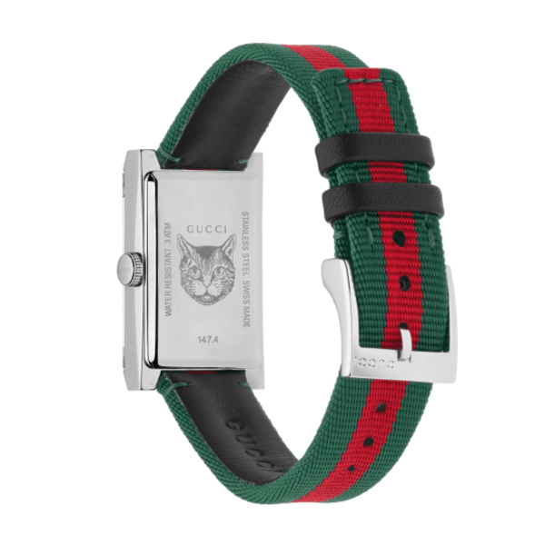 Gucci G-Frame Mother of Pearl Dial Two Tone Nylon Strap Watch For Women - YA147404