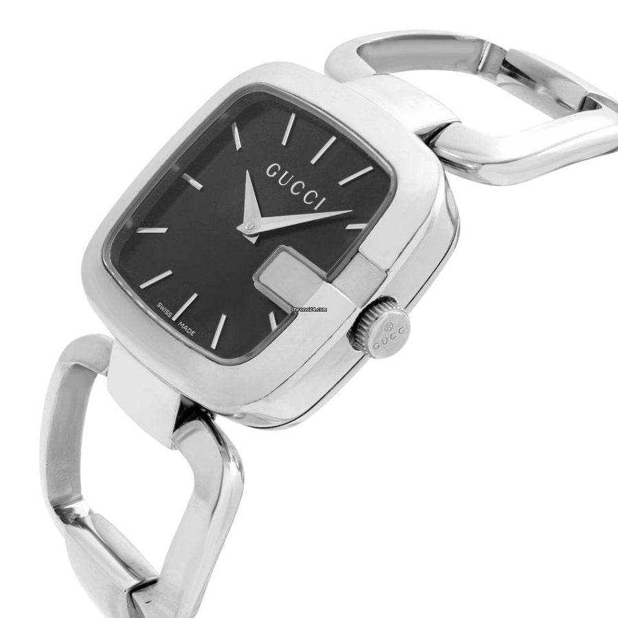 Gucci G Gucci Black Dial Silver Steel Strap Watch For Women - YA125407