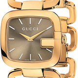 Gucci G Gucci Brown Dial Rose Gold Steel Strap Watch For Women - YA125408