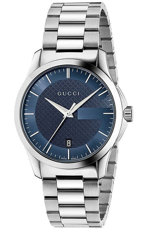 Gucci G Timeless Blue Dial Silver Steel Strap Watch For Men - YA126440