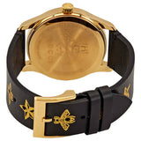 Gucci G Timeless Bee Motif Black Dial Black Leather Strap Watch For Women - YA1264055