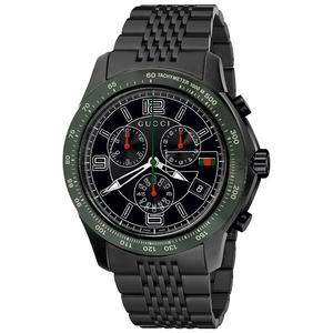 Gucci G Timeless Black Dial Black Steel Strap Watch For Men - YA126202