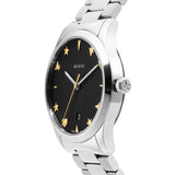 Gucci G Timeless Black Dial Silver Steel Strap Watch For Women - YA1264029