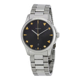 Gucci G Timeless Black Dial Silver Steel Strap Watch For Women - YA1264029