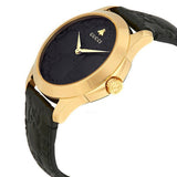 Gucci G Timeless Quartz Black Dial Black Leather Strap Watch For Women - YA1264034A