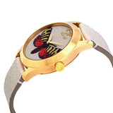 Gucci G Timeless Butterfly White Dial White Leather Strap Watch For Women - YA1264062