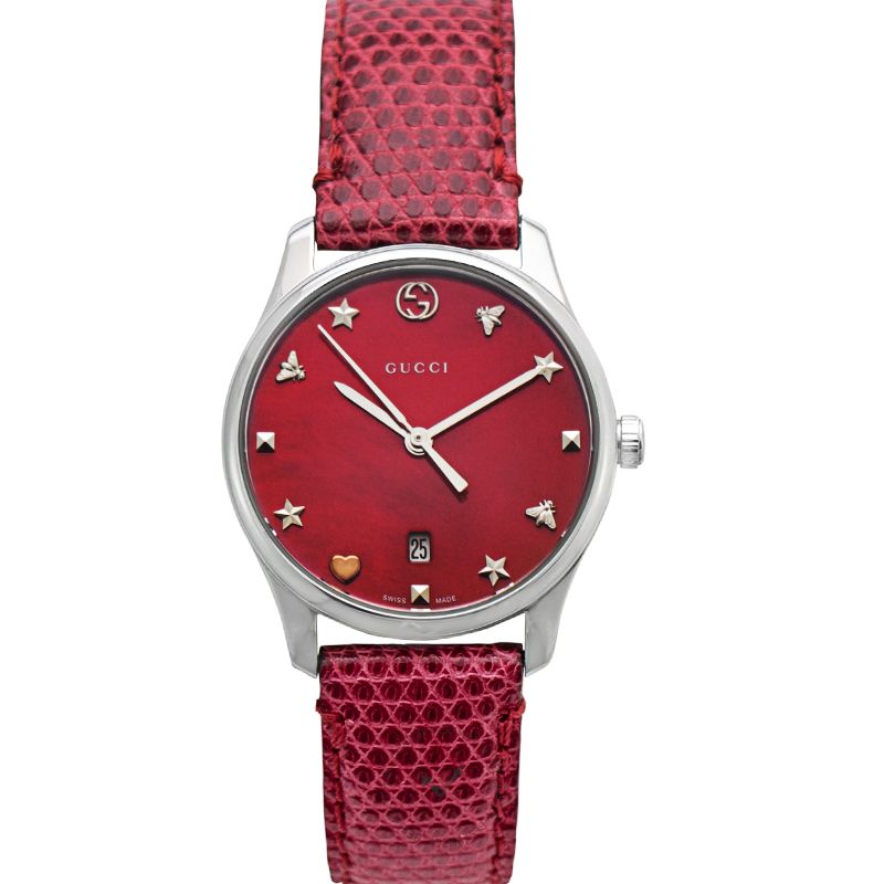 Gucci G-Timeless Cherry Red Mother of Pearl Dial 27mm Watch For Women - YA126584