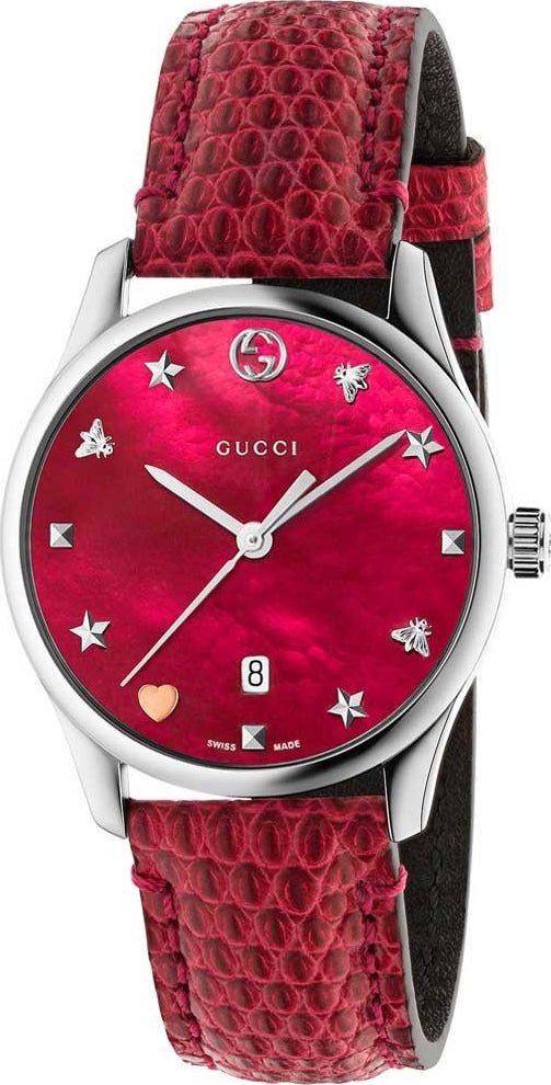 Gucci G-Timeless Cherry Red Mother of Pearl Dial 27mm Watch For Women - YA126584