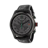 Gucci G Timeless Chronograph Black Dial Black Leather Strap Watch For Men - YA126244