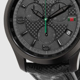Gucci G Timeless Chronograph Black Dial Black Leather Strap Watch For Men - YA126244