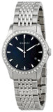 Gucci G Timeless Diamonds Mother of Pearl Black Dial Silver Mesh Bracelet Watch For Women - YA126507
