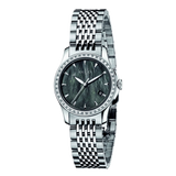 Gucci G Timeless Diamonds Mother of Pearl Black Dial Silver Mesh Bracelet Watch For Women - YA126507