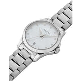 Gucci G Timeless Diamonds Mother of Pearl Dial Silver Steel Strap Watch For Women - YA126542