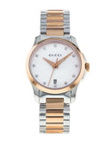 Gucci G Timeless Diamonds Mother of Pearl Dial Two Tone Steel Strap Watch For Women - YA126544