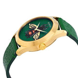 Gucci G Timeless Bee Green Dial Green Leather Strap Watch For Women - YA1264065