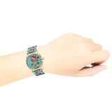 Gucci G Timeless Floral Turquoise Dial Turquoise Leather Strap Watch For Women - YA1264085