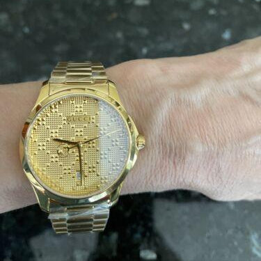 Gucci G Timeless Gold Dial Gold Steel Strap Unisex Watch - YA126461