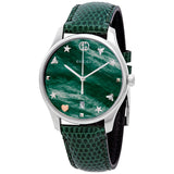 Gucci G-Timeless Mother of Pearl Green Dial Green Leather Strap Watch For Women - YA1264042