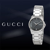 Gucci G Timeless Grey Dial Silver Steel Strap Watch For Women - YA126522