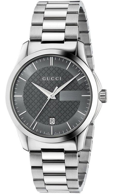 Gucci G Timeless Grey Dial Silver Steel Strap Watch For Women - YA126522