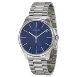 Gucci G Timeless Blue Dial Silver Steel Strap Watch For Men - YA126316