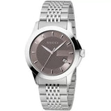 Gucci G Timeless Brown Dial Silver Steel Strap Watch For Men - YA126406