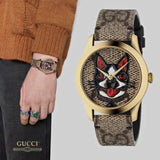 Gucci G-Timeless Brown Dial Brown Leather Strap Unisex Watch - YA1264057