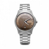 Gucci G Timeless Brown Dial Silver Steel Strap Watch For Men - YA126445