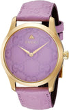 Gucci G Timeless Quartz Lilac Dial Lilac Leather Strap Watch For Women - YA1264098