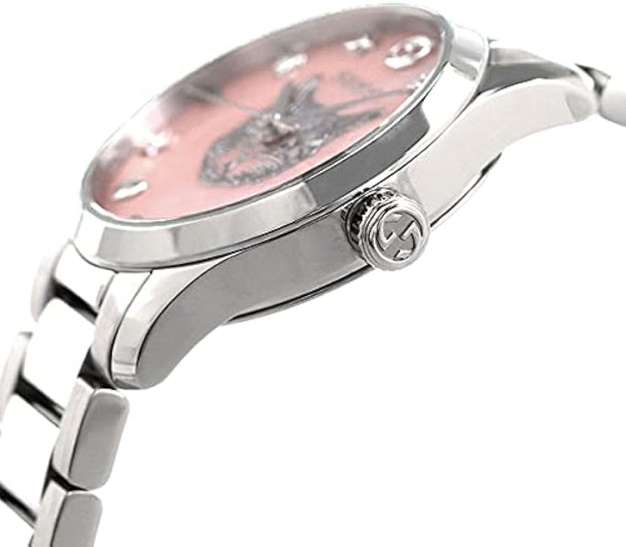 Gucci G Timeless Quartz Mother of Pearl Pink Dial Silver Steel Strap Watch For Women - YA1265013