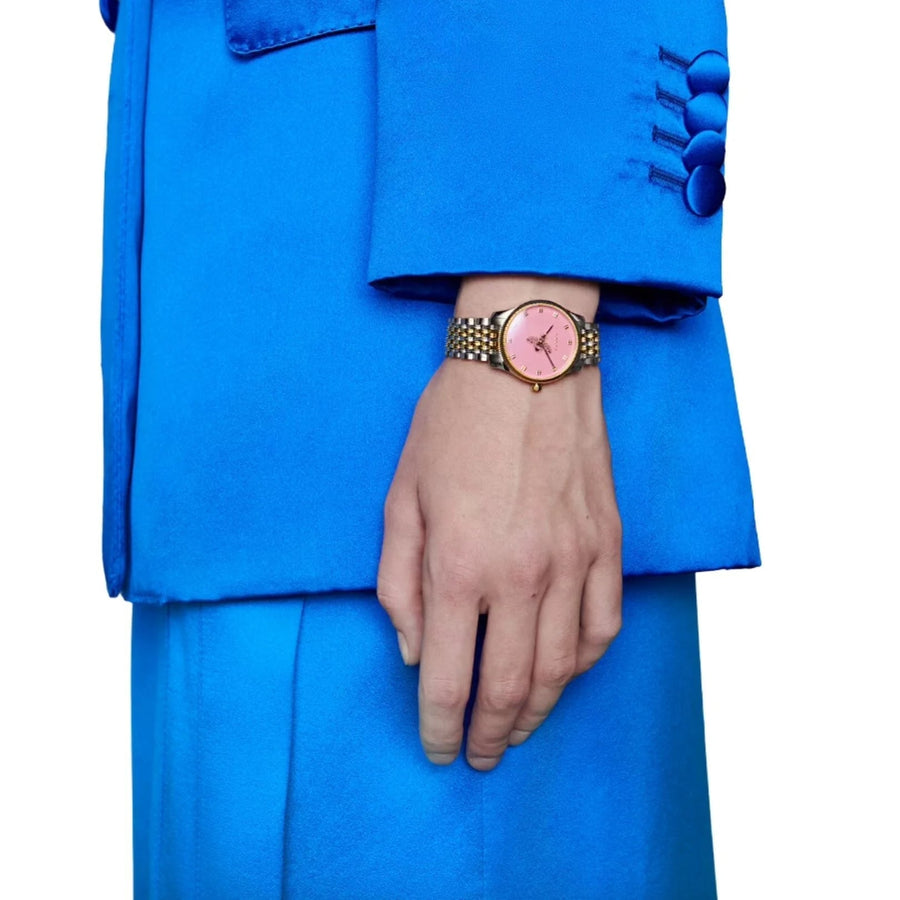 Gucci G Timeless Quartz Pink Dial Two Tone Steel Strap Watch For Women - YA1265030