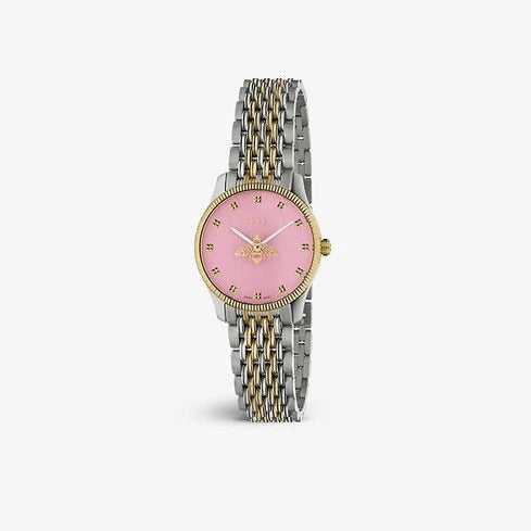 Gucci G Timeless Quartz Pink Dial Two Tone Steel Strap Watch For Women - YA1265030
