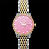 Gucci G Timeless Quartz Pink Dial Two Tone Steel Strap Watch For Women - YA1265030
