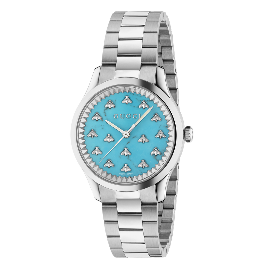 Gucci G Timeless Quartz Turquoise Dial Silver Steel Strap Unisex Watch - YA1265044