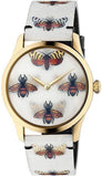 Gucci G Timeless Quartz White Dial White Leather Strap Watch For Women - YA1264109