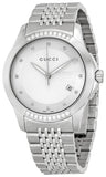 Gucci G Timeless Diamonds Silver Dial Silver Steel Strap Watch For Men - YA126407