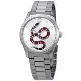 Gucci G Timeless Silver Dial Silver Steel Strap Watch For Women - YA1264076