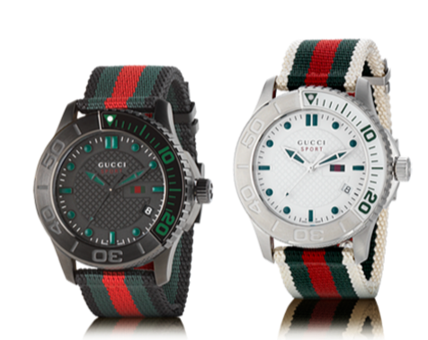 Gucci G Timeless Sport Black Dial Two Tone NATO Strap Watch For Men - YA126229