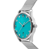 Gucci G-Timeless Turquoise Mother of Pearl Dial Silver Mesh Bracelet Watch For Women - YA126582
