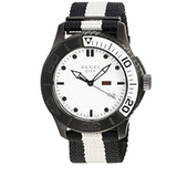 Gucci G Timeless XL White Dial Two Tone NATO Strap Watch For Men - YA126243