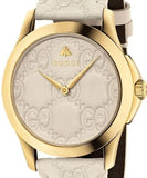 Gucci G Timeless Quartz White Dial White Leather Strap Watch For Women - YA1264033A