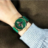 Gucci G Timeless Bee Green Dial Green Leather Strap Watch For Women - YA1264065