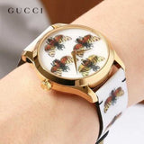 Gucci G Timeless Quartz White Dial White Leather Strap Watch For Women - YA1264109