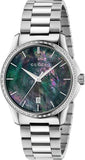 Gucci G Timeless Diamonds Mother of Pearl Blue Dial Silver Steel Strap Unisex Watch - YA126458