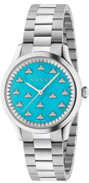 Gucci G Timeless Quartz Turquoise Dial Silver Steel Strap Unisex Watch - YA1265044