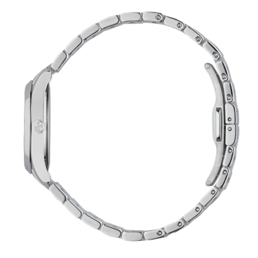 Gucci GG2570 Diamonds Black Dial Silver Steel Strap Watch For Women - YA142503