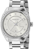 Gucci GG2570 Diamonds Silver Dial Silver Steel Strap Watch For Women - YA142505