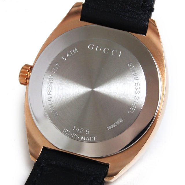 Gucci GG2570 Quartz Black Dial Black Leather Strap Watch For Women - YA142509