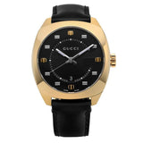Gucci GG2570 Quartz Black Dial Black Leather Strap Watch For Women - YA142509
